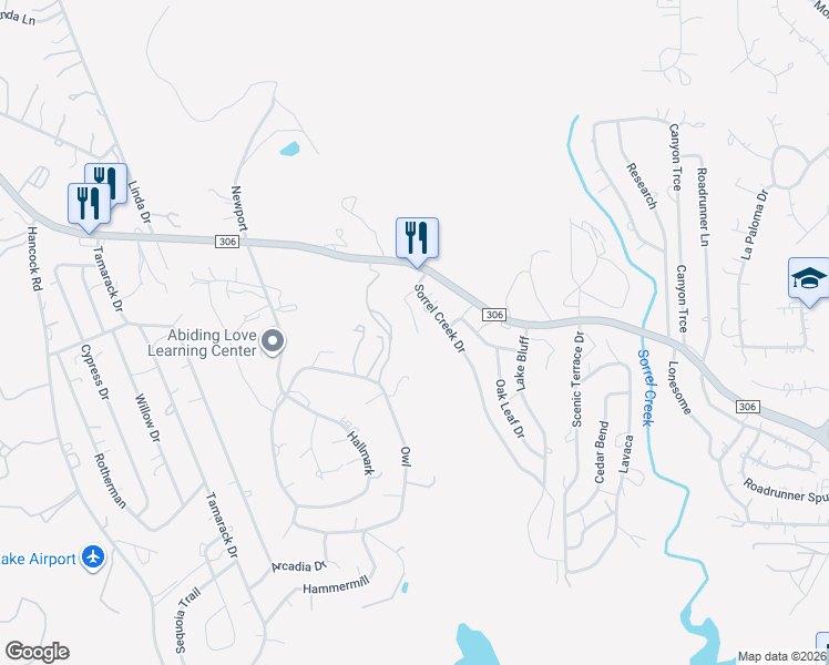 map of restaurants, bars, coffee shops, grocery stores, and more near 1056 Sorrel Creek Drive in Canyon Lake