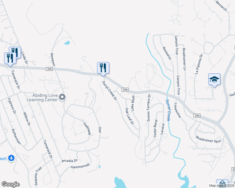 map of restaurants, bars, coffee shops, grocery stores, and more near 1239 Sorrel Creek Drive in Canyon Lake