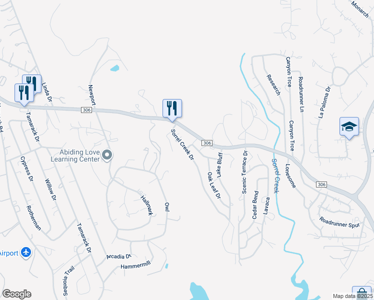 map of restaurants, bars, coffee shops, grocery stores, and more near 1239 Sorrel Creek Drive in Canyon Lake