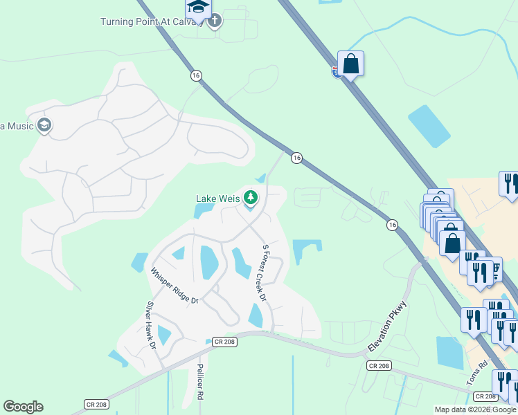map of restaurants, bars, coffee shops, grocery stores, and more near 505 Sky Ridge Court in St. Augustine