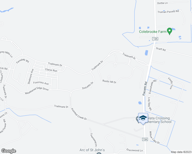 map of restaurants, bars, coffee shops, grocery stores, and more near 79 Dolcetto Drive in St. Augustine