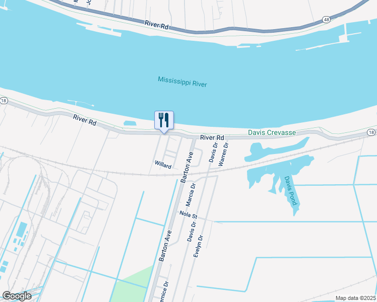 map of restaurants, bars, coffee shops, grocery stores, and more near 104 Barton Avenue in Luling