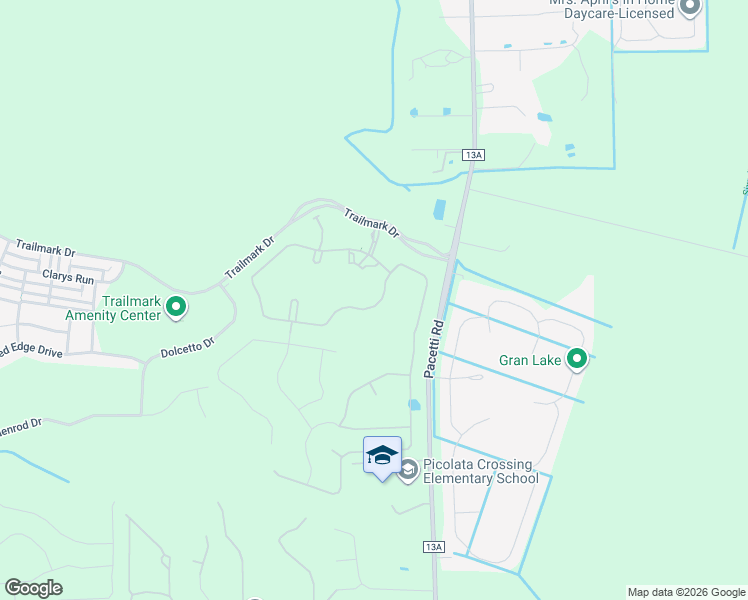 map of restaurants, bars, coffee shops, grocery stores, and more near 805 Trailmark Drive in St. Augustine