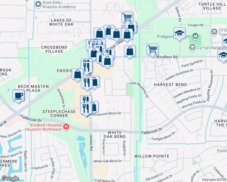 map of restaurants, bars, coffee shops, grocery stores, and more near 10839 Summer Meadows Court in Houston
