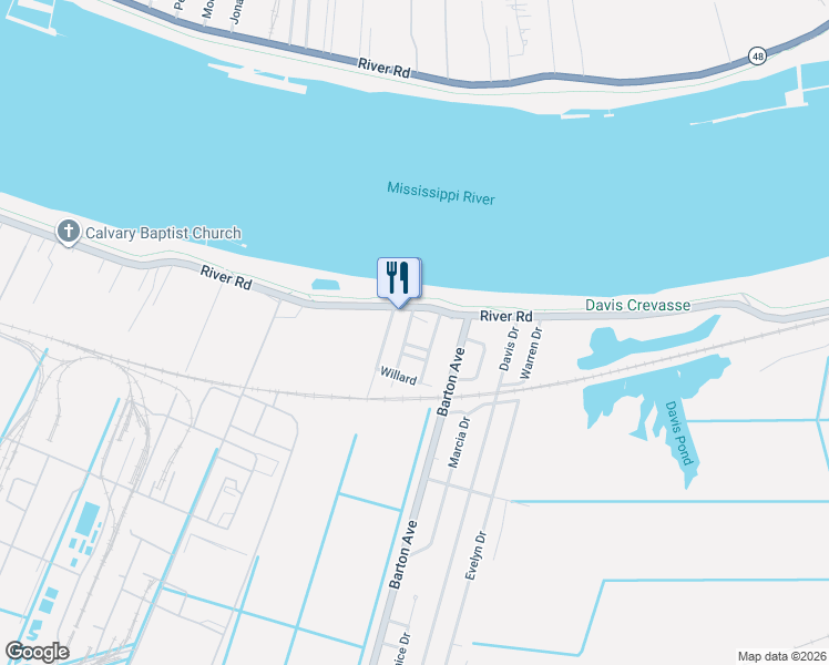 map of restaurants, bars, coffee shops, grocery stores, and more near 12225 River Road in Luling