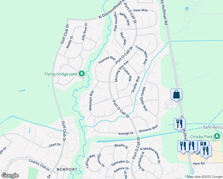map of restaurants, bars, coffee shops, grocery stores, and more near 17026 Port O Call Street in Crosby