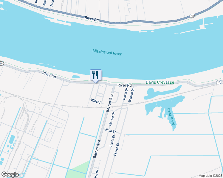 map of restaurants, bars, coffee shops, grocery stores, and more near 104 Barton Avenue in Luling