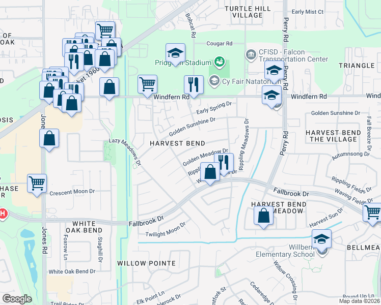 map of restaurants, bars, coffee shops, grocery stores, and more near 10119 Crescent Moon Drive in Houston
