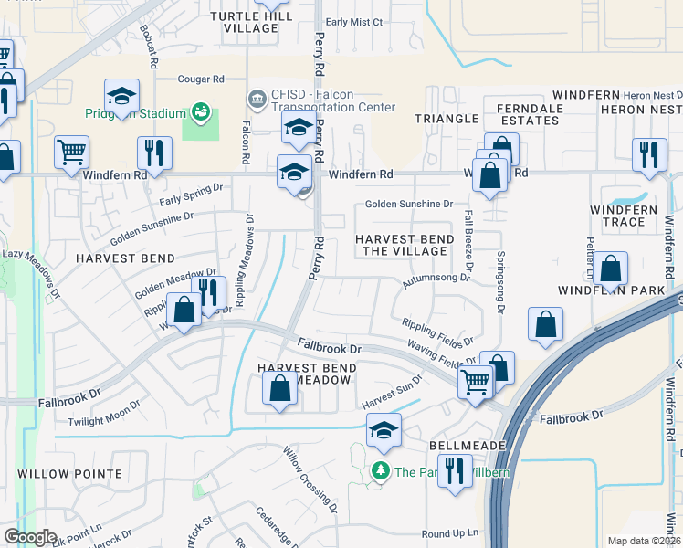 map of restaurants, bars, coffee shops, grocery stores, and more near 11102 Opatrny Meadows Lane in Houston