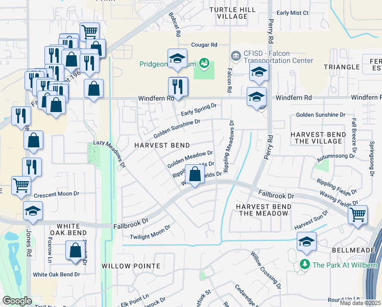 map of restaurants, bars, coffee shops, grocery stores, and more near 10014 Golden Meadow Drive in Houston