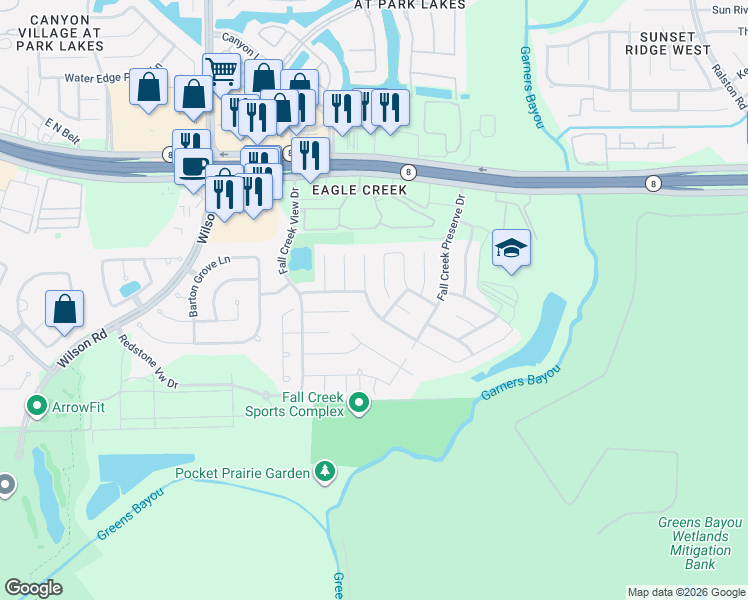 map of restaurants, bars, coffee shops, grocery stores, and more near 14718 Julie Meadows Lane in Humble