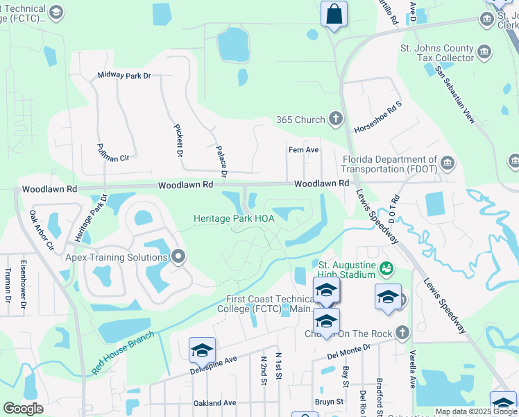 map of restaurants, bars, coffee shops, grocery stores, and more near 268 Pine Arbor Circle in St. Augustine