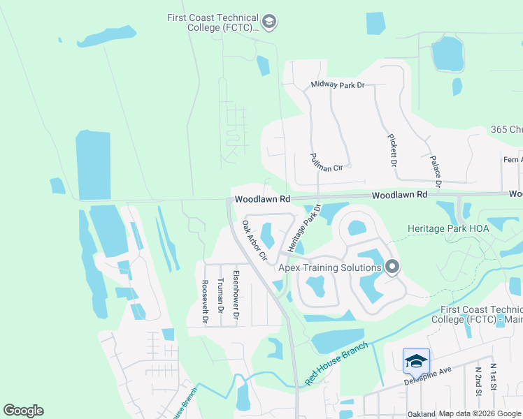map of restaurants, bars, coffee shops, grocery stores, and more near 1030 Woodlawn Road in St. Augustine