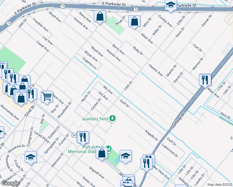map of restaurants, bars, coffee shops, grocery stores, and more near 2632 4th Avenue in Groves
