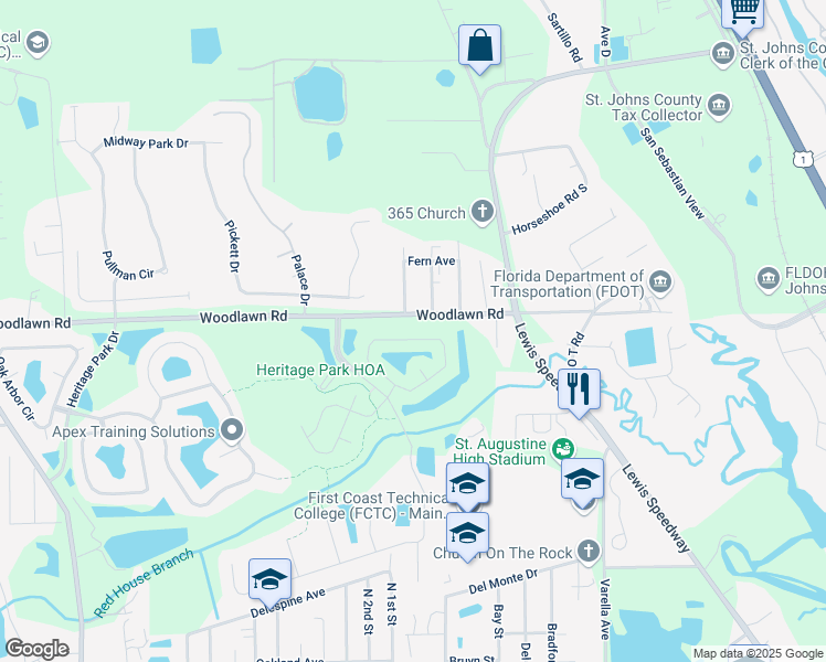 map of restaurants, bars, coffee shops, grocery stores, and more near 90 Evernia Street in St. Augustine