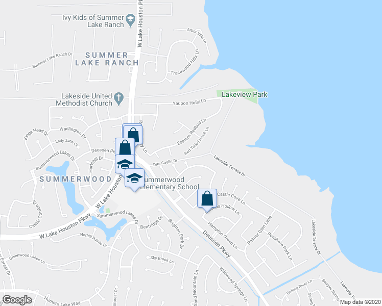 map of restaurants, bars, coffee shops, grocery stores, and more near 14422 Red Tailed Hawk Lane in Houston