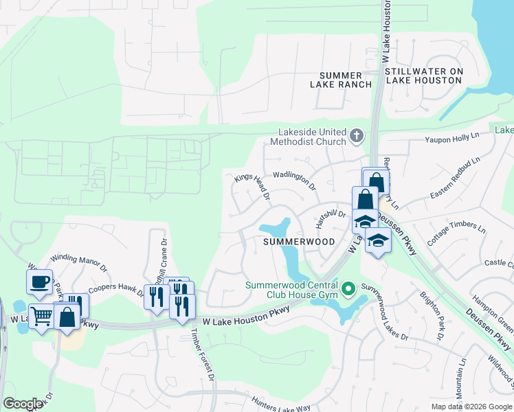 map of restaurants, bars, coffee shops, grocery stores, and more near 14403 Gadshill Circle in Houston