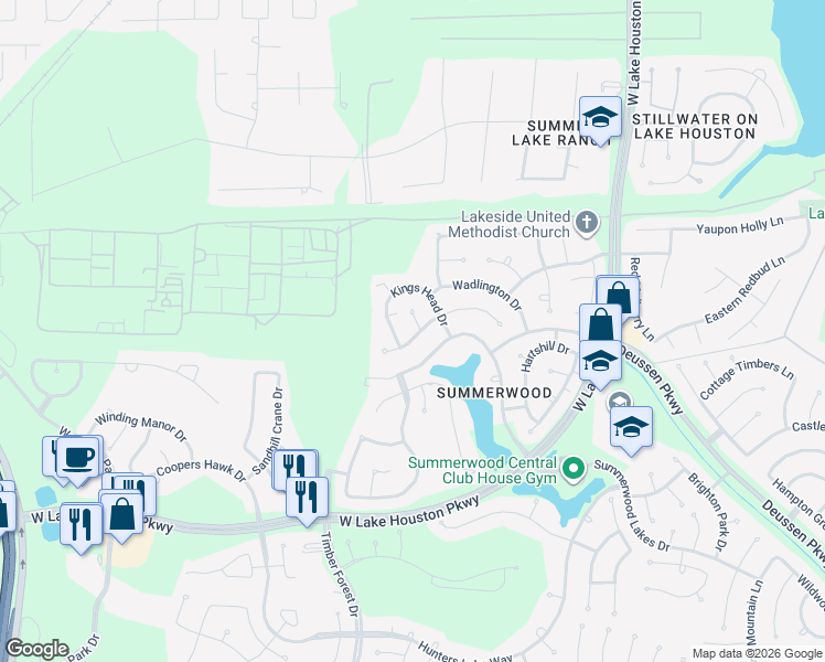 map of restaurants, bars, coffee shops, grocery stores, and more near 14403 Gadshill Circle in Houston