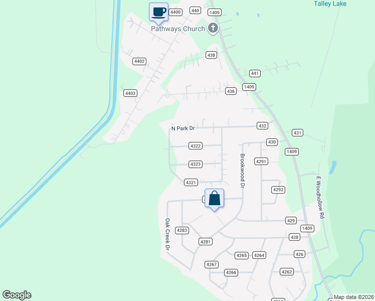 map of restaurants, bars, coffee shops, grocery stores, and more near 153 County Road 4322 in Dayton