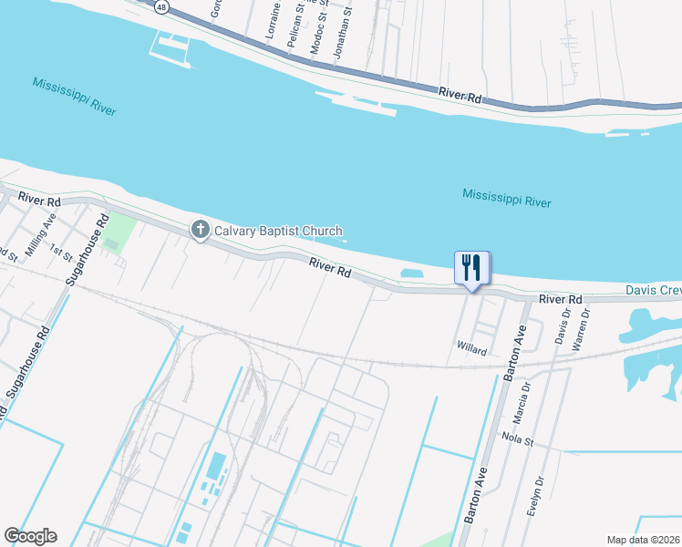 map of restaurants, bars, coffee shops, grocery stores, and more near Martin Road in Luling