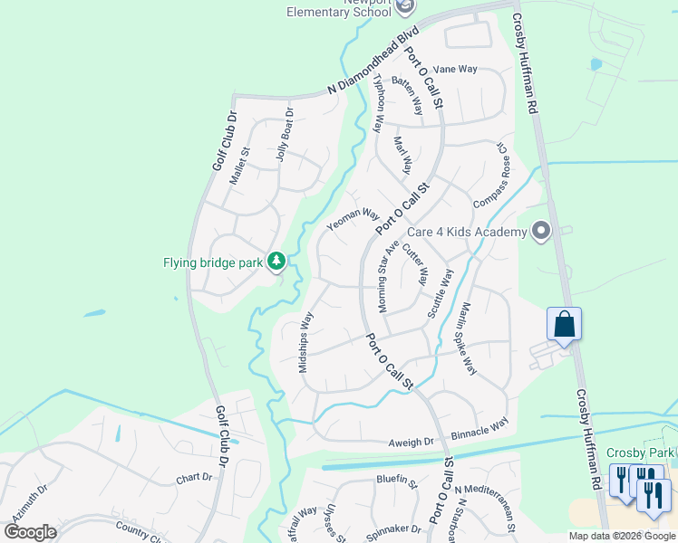 map of restaurants, bars, coffee shops, grocery stores, and more near 707 Parral Court in Crosby