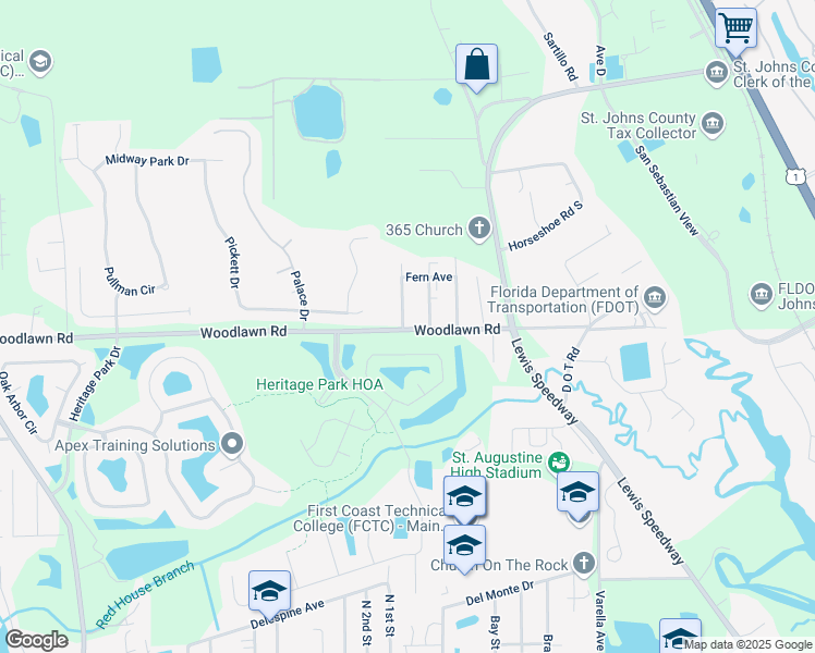 map of restaurants, bars, coffee shops, grocery stores, and more near 90 Evernia Street in St. Augustine