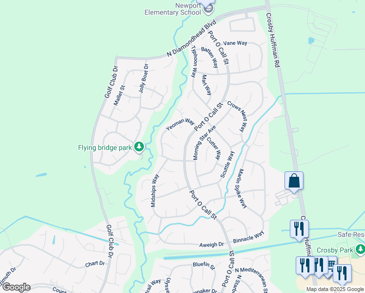map of restaurants, bars, coffee shops, grocery stores, and more near 17123 Port O Call Street in Crosby