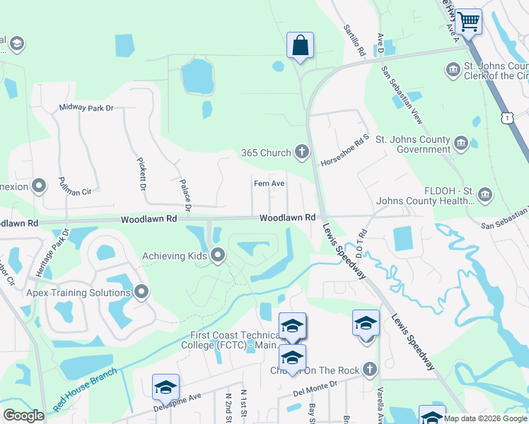 map of restaurants, bars, coffee shops, grocery stores, and more near 90 Evernia Street in St. Augustine