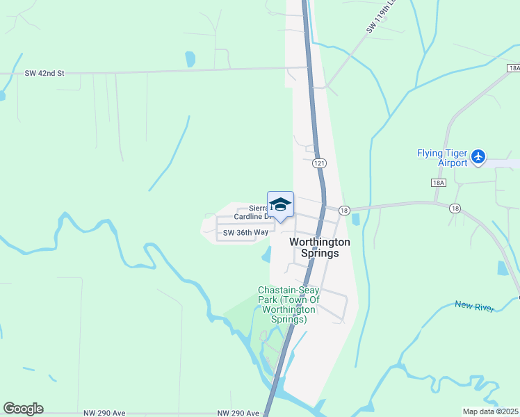 map of restaurants, bars, coffee shops, grocery stores, and more near Sierra Drive in Lake Butler