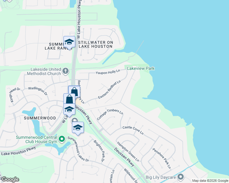 map of restaurants, bars, coffee shops, grocery stores, and more near 14510 Eastern Redbud Lane in Houston