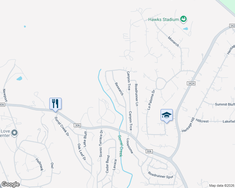 map of restaurants, bars, coffee shops, grocery stores, and more near 828 Research in Canyon Lake