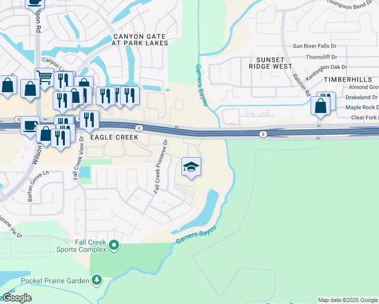 map of restaurants, bars, coffee shops, grocery stores, and more near 9900 North Sam Houston Parkway East in Humble