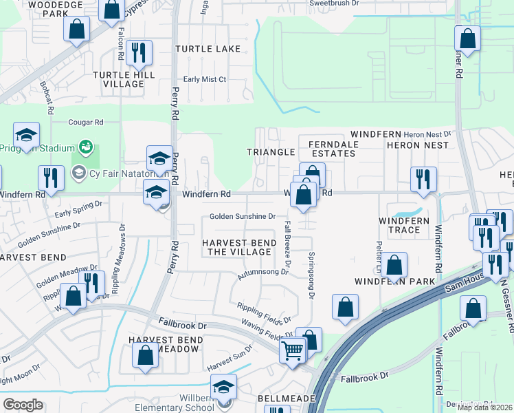 map of restaurants, bars, coffee shops, grocery stores, and more near 9131 Reagan Meadow Court in Houston