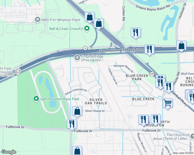 map of restaurants, bars, coffee shops, grocery stores, and more near 6514 South Gena Lee Drive in Houston