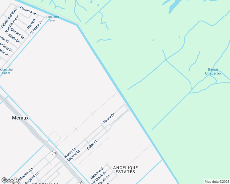 map of restaurants, bars, coffee shops, grocery stores, and more near 3433 Maureen Lane in Meraux