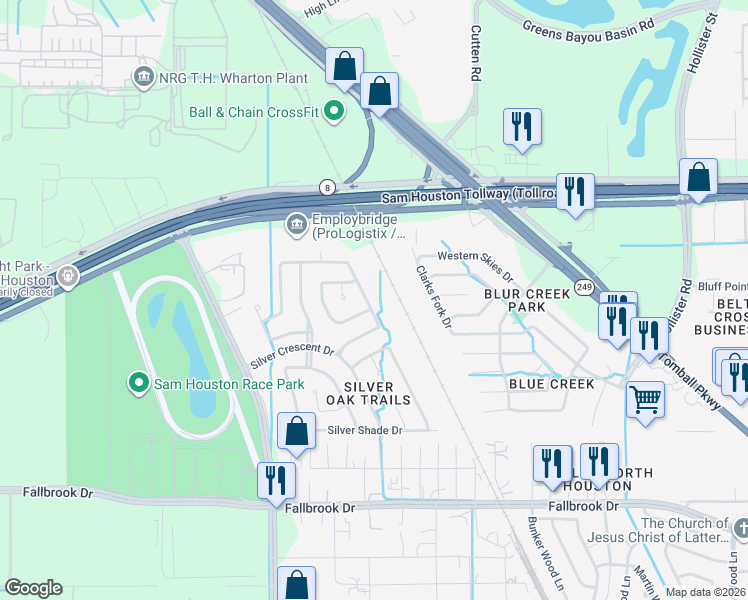 map of restaurants, bars, coffee shops, grocery stores, and more near 6514 South Gena Lee Drive in Houston