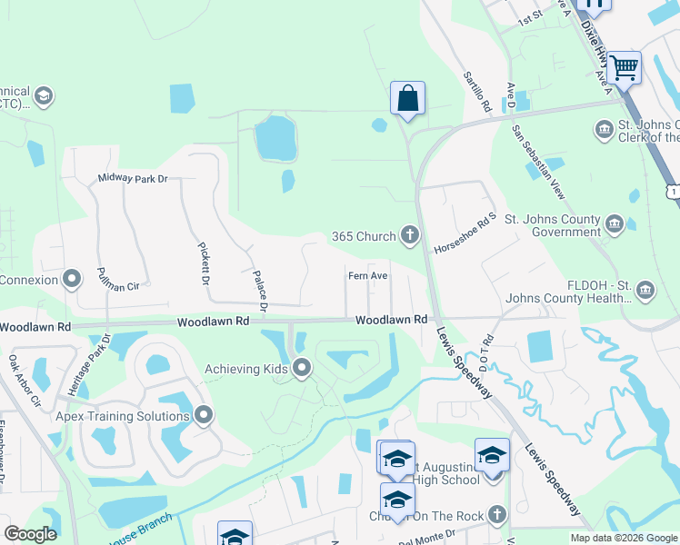 map of restaurants, bars, coffee shops, grocery stores, and more near 356 Evernia Street in St. Augustine