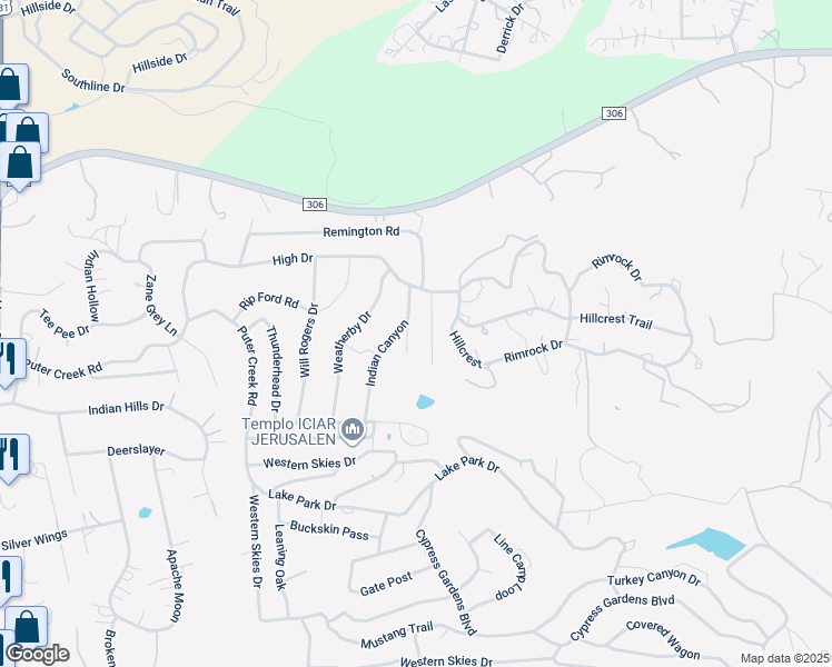 map of restaurants, bars, coffee shops, grocery stores, and more near 412 Lakeway in Spring Branch