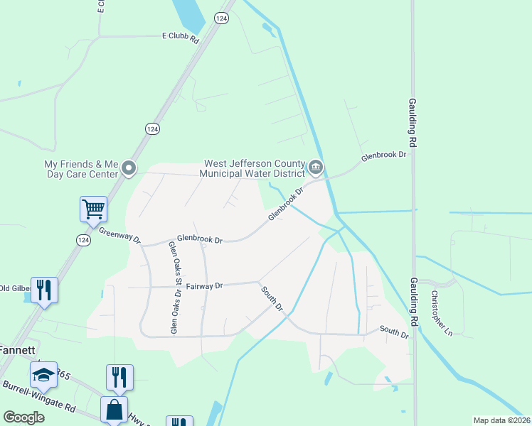 map of restaurants, bars, coffee shops, grocery stores, and more near 8166 Glenbrook Drive in Beaumont