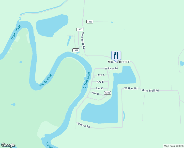 map of restaurants, bars, coffee shops, grocery stores, and more near 370 County Road 1333 in Liberty