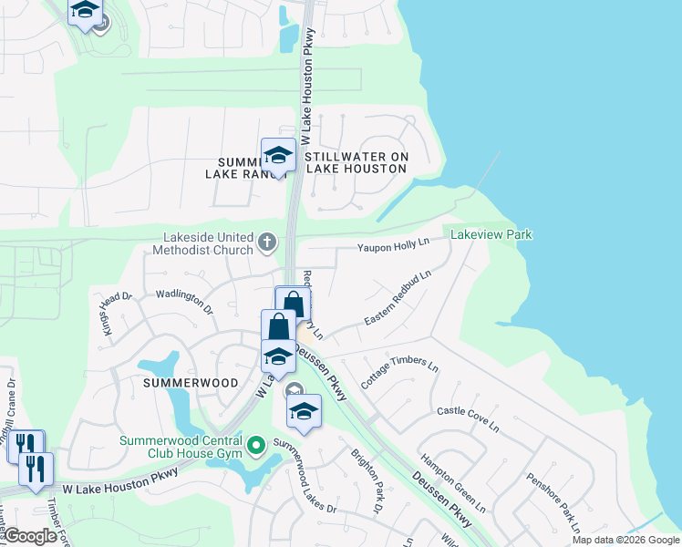 map of restaurants, bars, coffee shops, grocery stores, and more near 14534 Southern Magnolia Circle in Houston
