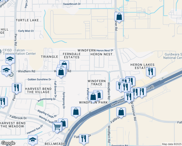 map of restaurants, bars, coffee shops, grocery stores, and more near 8918 Eastheimer Street in Houston