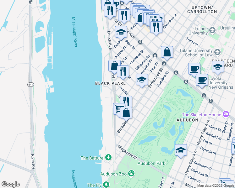 map of restaurants, bars, coffee shops, grocery stores, and more near 138 Millaudon Street in New Orleans