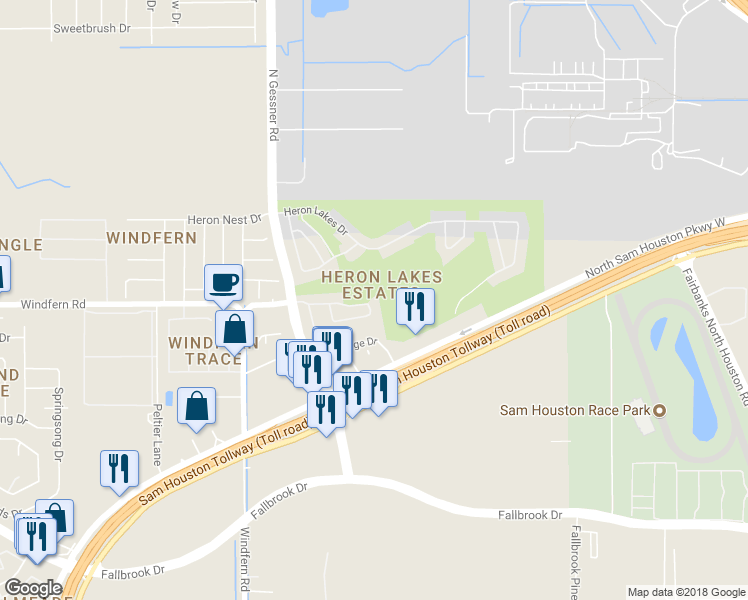 map of restaurants, bars, coffee shops, grocery stores, and more near 10826 Wysall Cliff Drive in Houston