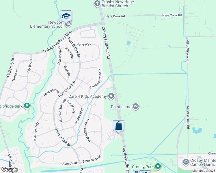 map of restaurants, bars, coffee shops, grocery stores, and more near 17431 Farm to Market 2100 in Crosby