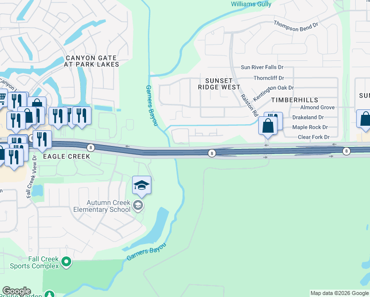 map of restaurants, bars, coffee shops, grocery stores, and more near 10337 North Sam Houston Parkway East in Humble