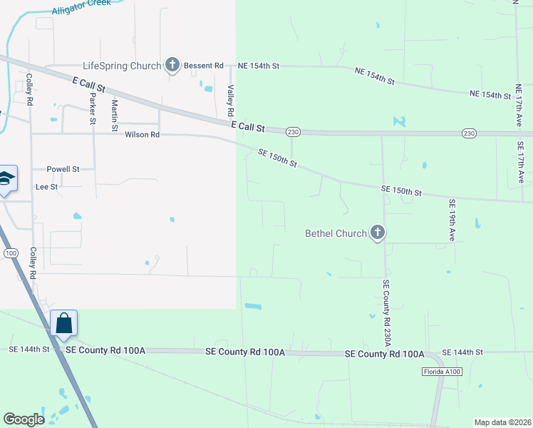 map of restaurants, bars, coffee shops, grocery stores, and more near 14947 Southeast 25 Place in Starke