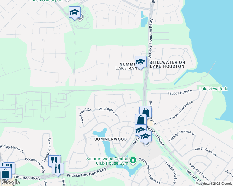 map of restaurants, bars, coffee shops, grocery stores, and more near 14623 Meredith Gate Circle in Houston