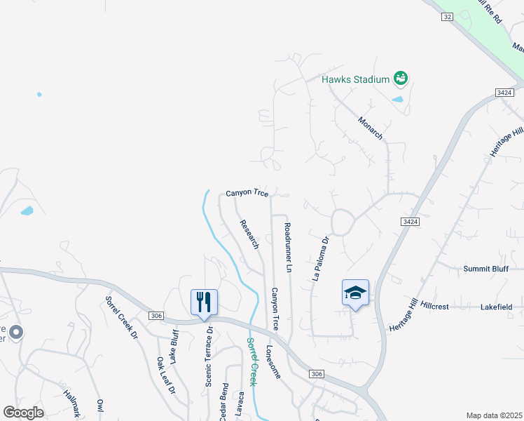 map of restaurants, bars, coffee shops, grocery stores, and more near 912 Research in Canyon Lake
