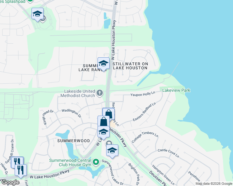 map of restaurants, bars, coffee shops, grocery stores, and more near 13118 Yaupon Holly Lane in Houston